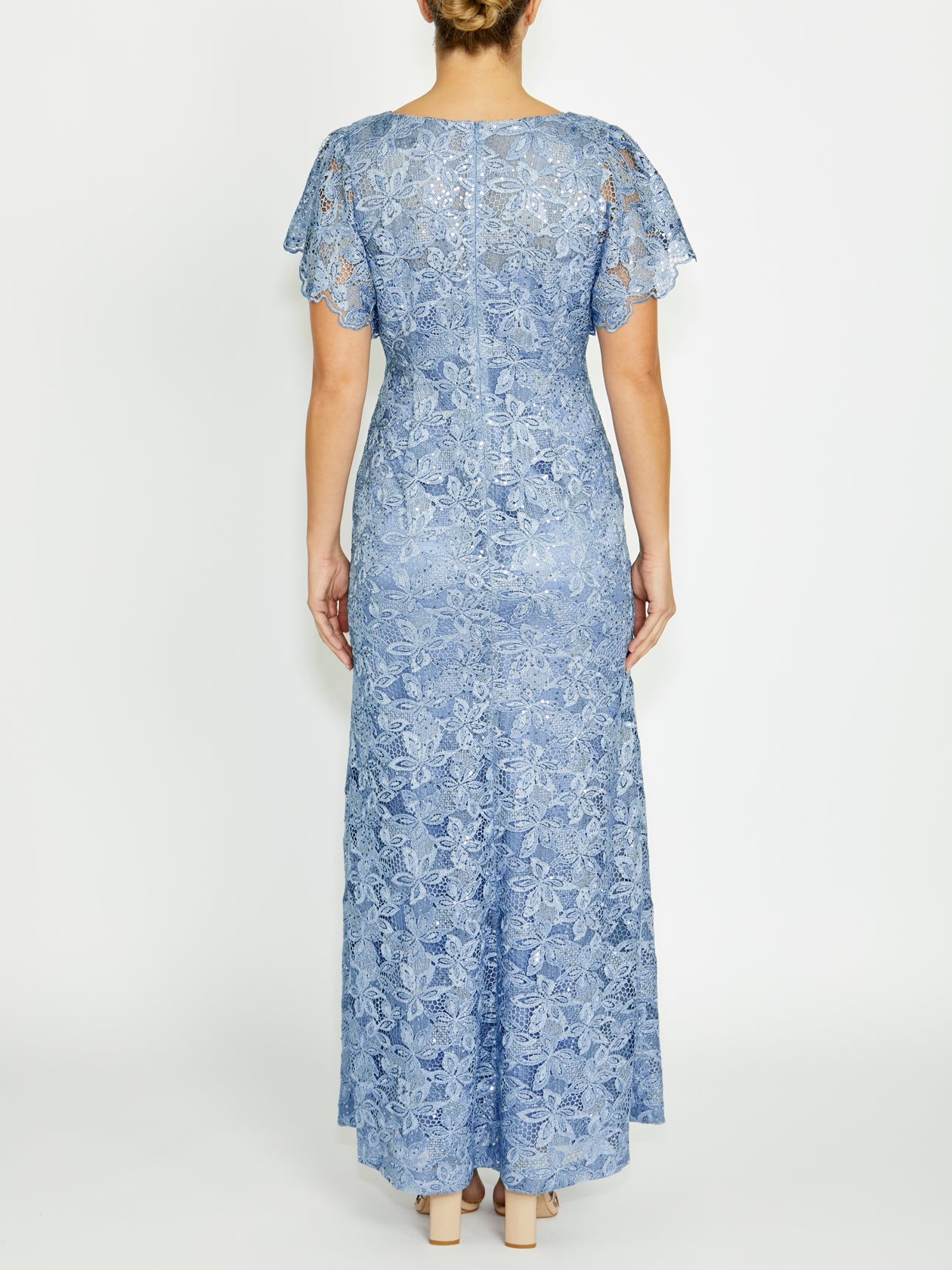 Nya Sky Blue Lace Gown