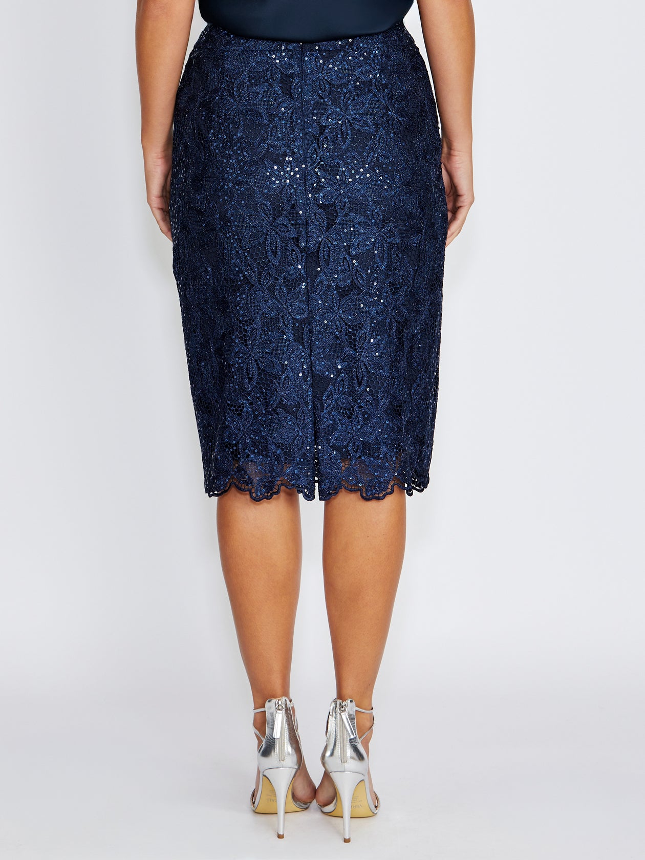 Millicent Navy Sequin Lace Skirt