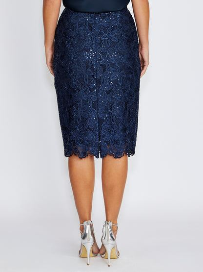 Millicent Navy Sequin Lace Skirt