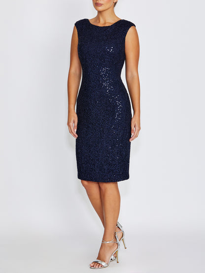 Elizabeth Navy Stretch Corded Lace Dress