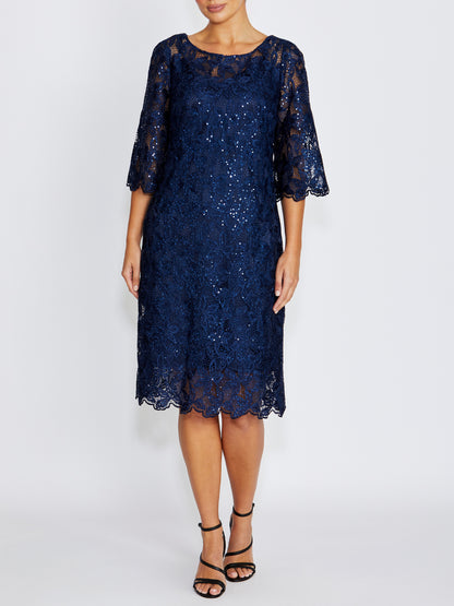 Noa Navy Sequin Lace Dress