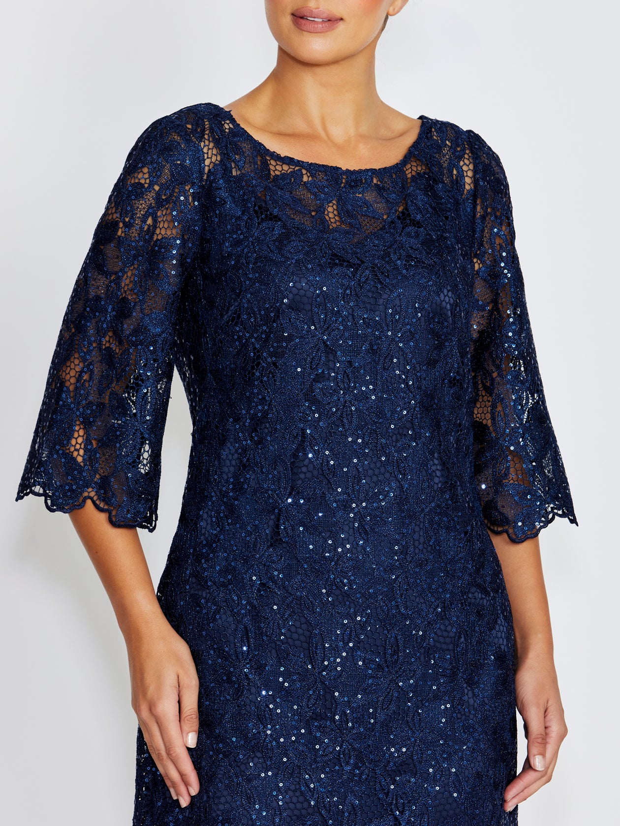 Noa Navy Sequin Lace Dress