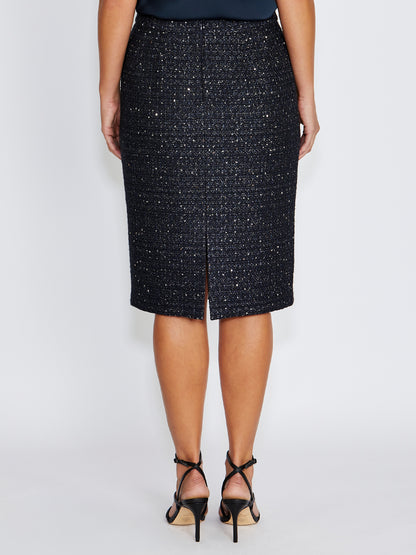 Tamara Navy Tweed Skirt