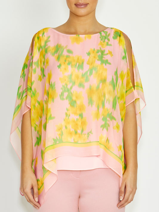Silvie Pink Floral Silk Top