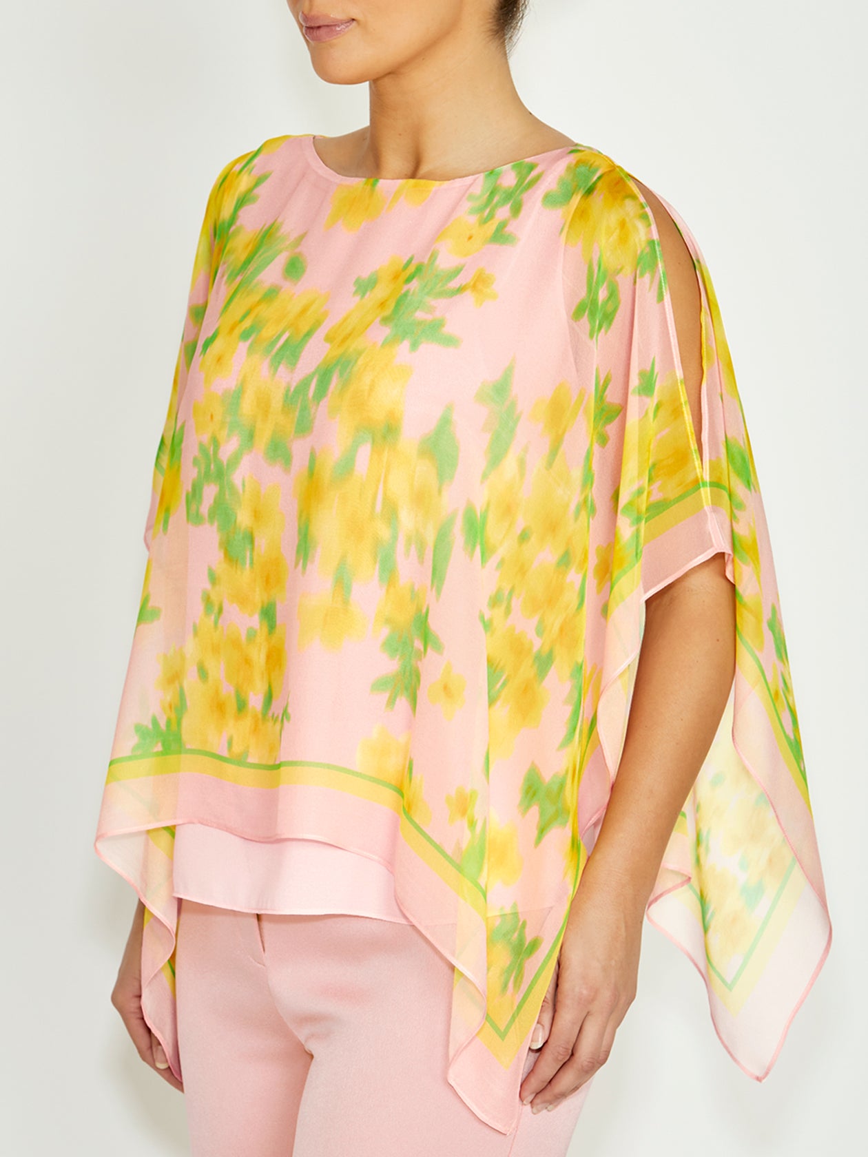 Silvie Pink Floral Silk Top