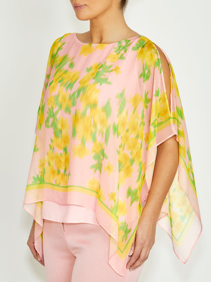 Silvie Pink Floral Silk Top