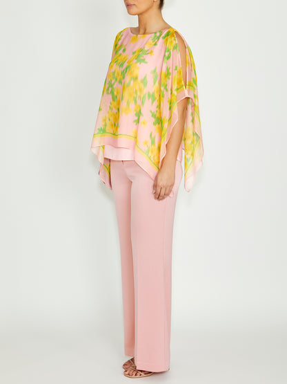 Silvie Pink Floral Silk Top