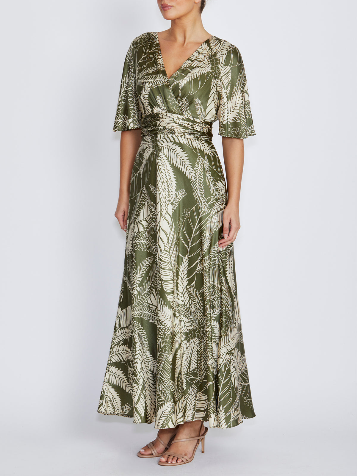 Elena Palm Print Maxi Dress