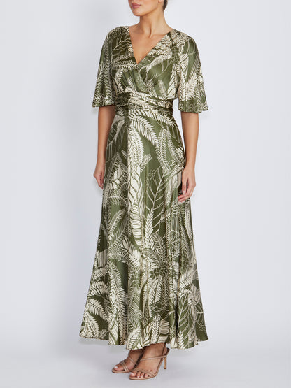 Elena Palm Print Maxi Dress