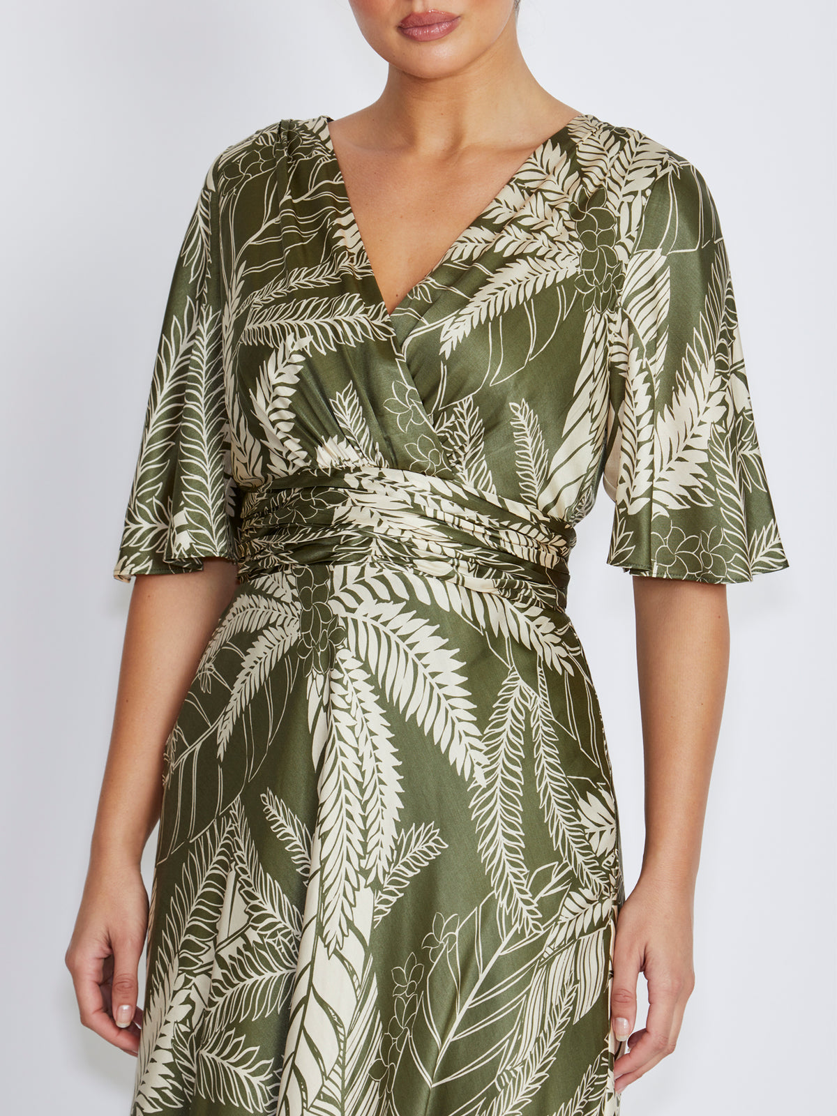 Elena Palm Print Maxi Dress