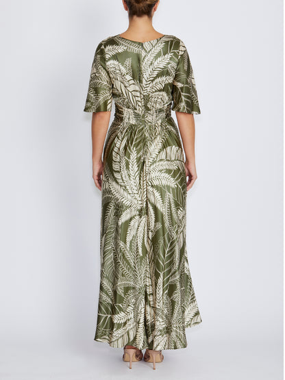 Elena Palm Print Maxi Dress