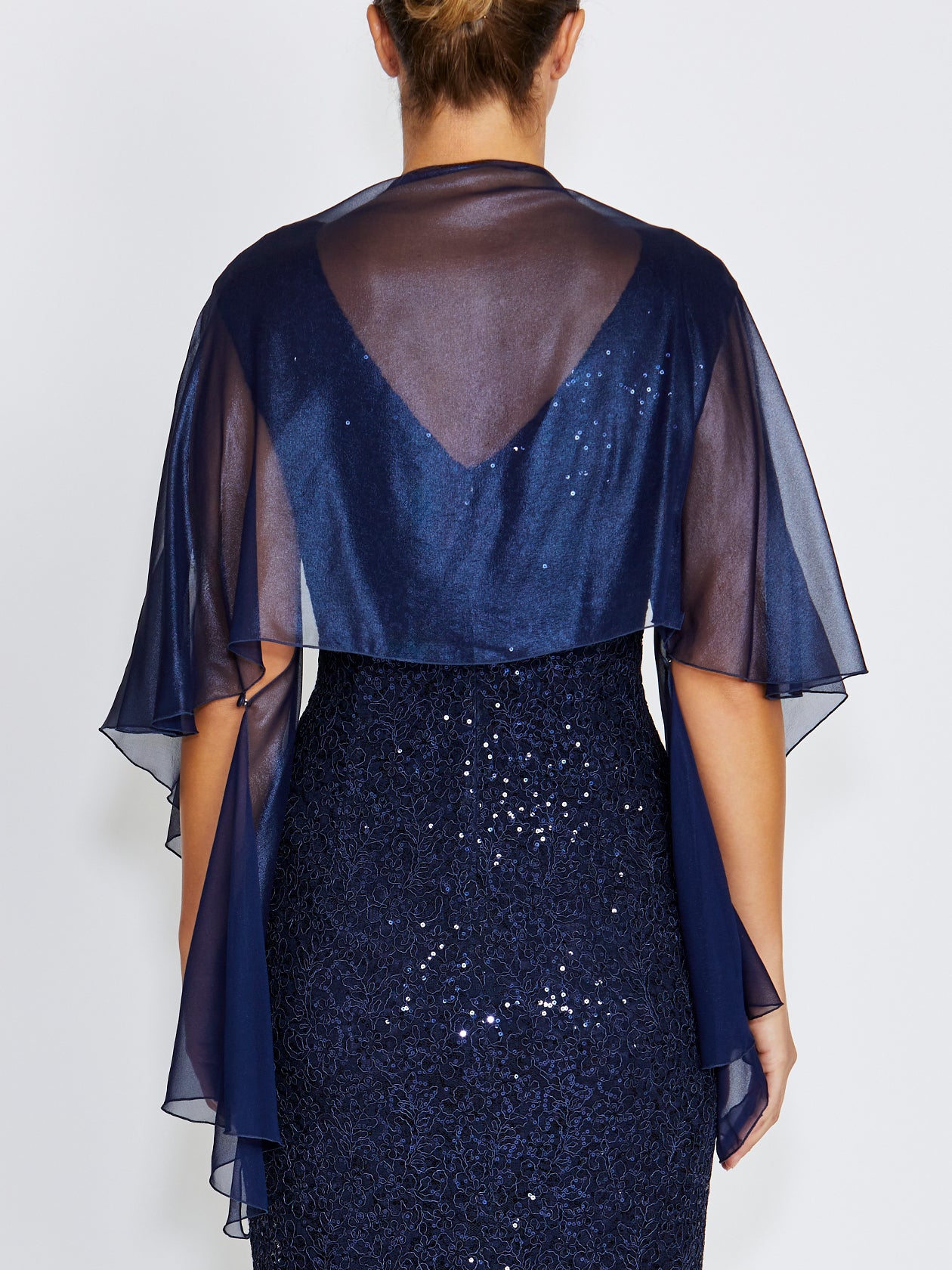 Fortuna Navy Metallic Silk Shrug