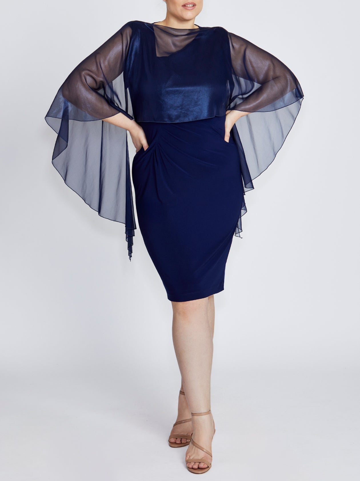 Fortuna Navy Metallic Silk Shrug