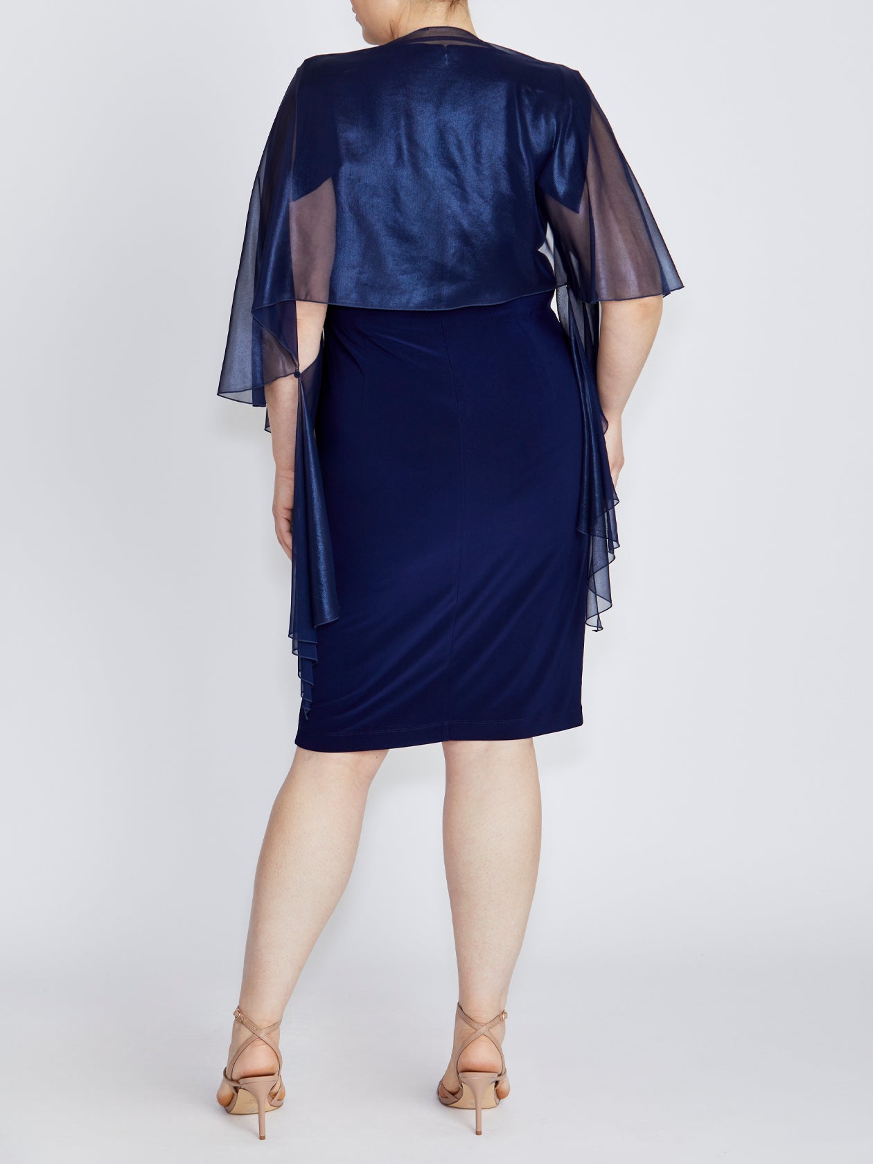 Fortuna Navy Metallic Silk Shrug