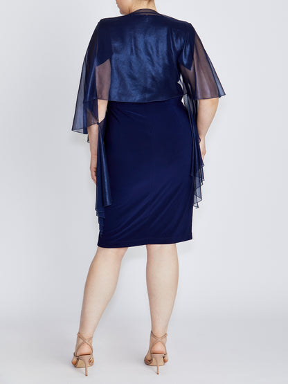 Fortuna Navy Metallic Silk Shrug