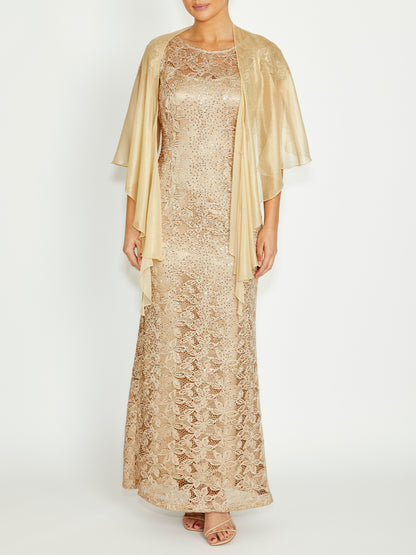 Women's Silk Wrap Shrug in Gold | Champagne Women's Silk Wrap Shrug in Gold | Champagne