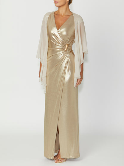 Women's Silk Wrap Shrug in Yellow | Champagne