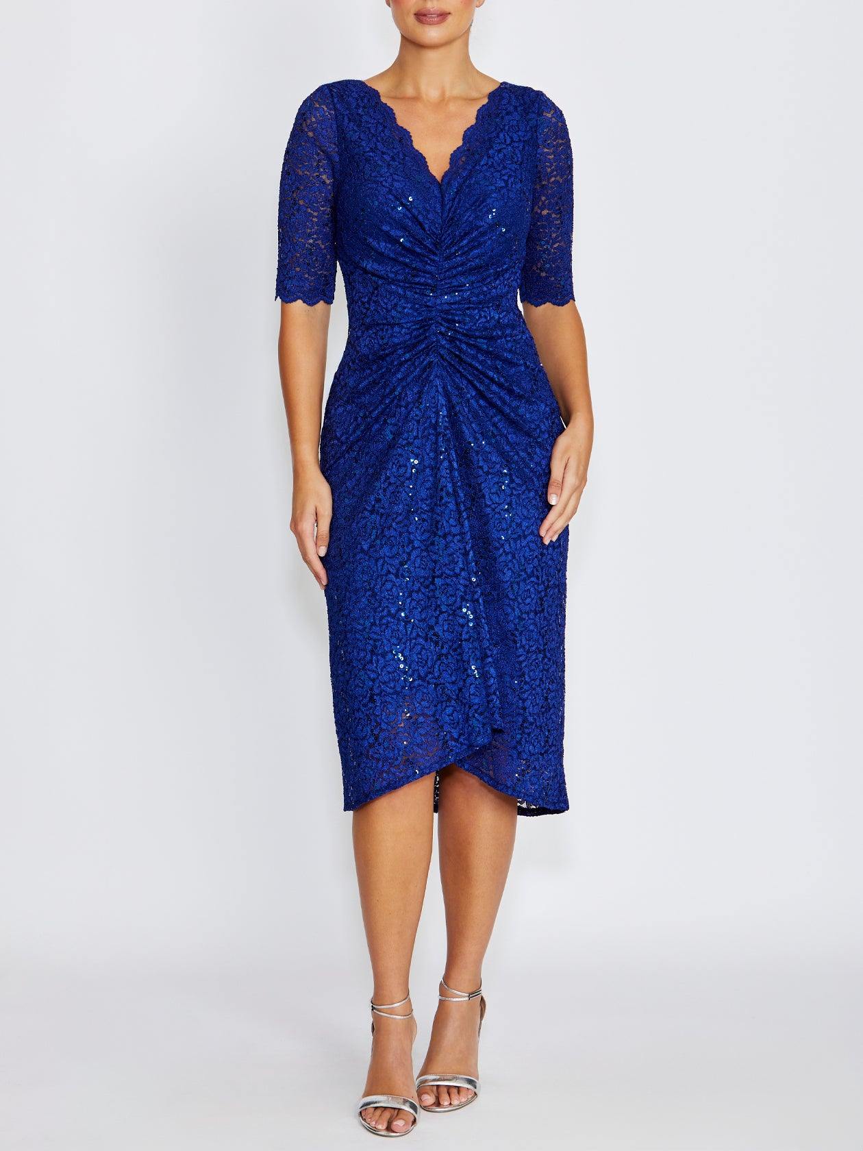 Nina Dark Periwinkle Stretch Lace Dress