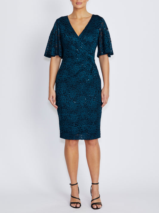 Esme Deep Teal Stretch Lace Dress