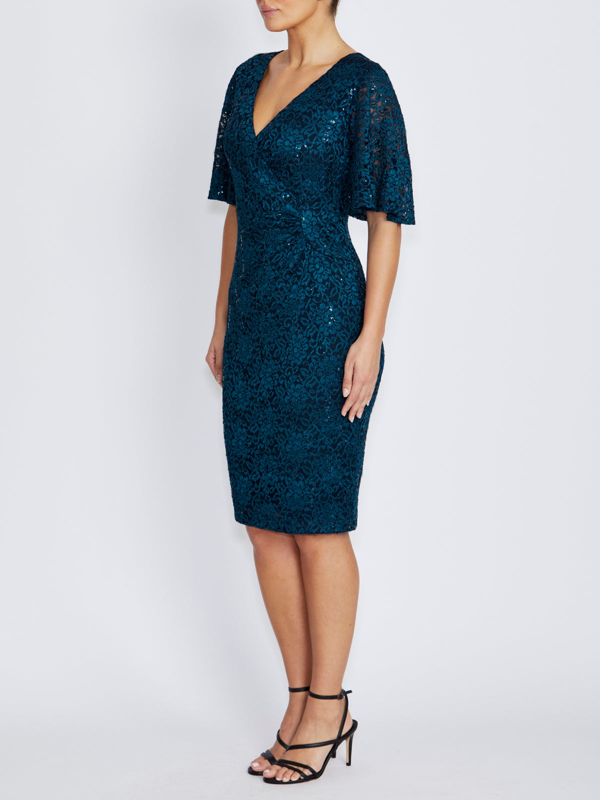 Esme Deep Teal Stretch Lace Dress