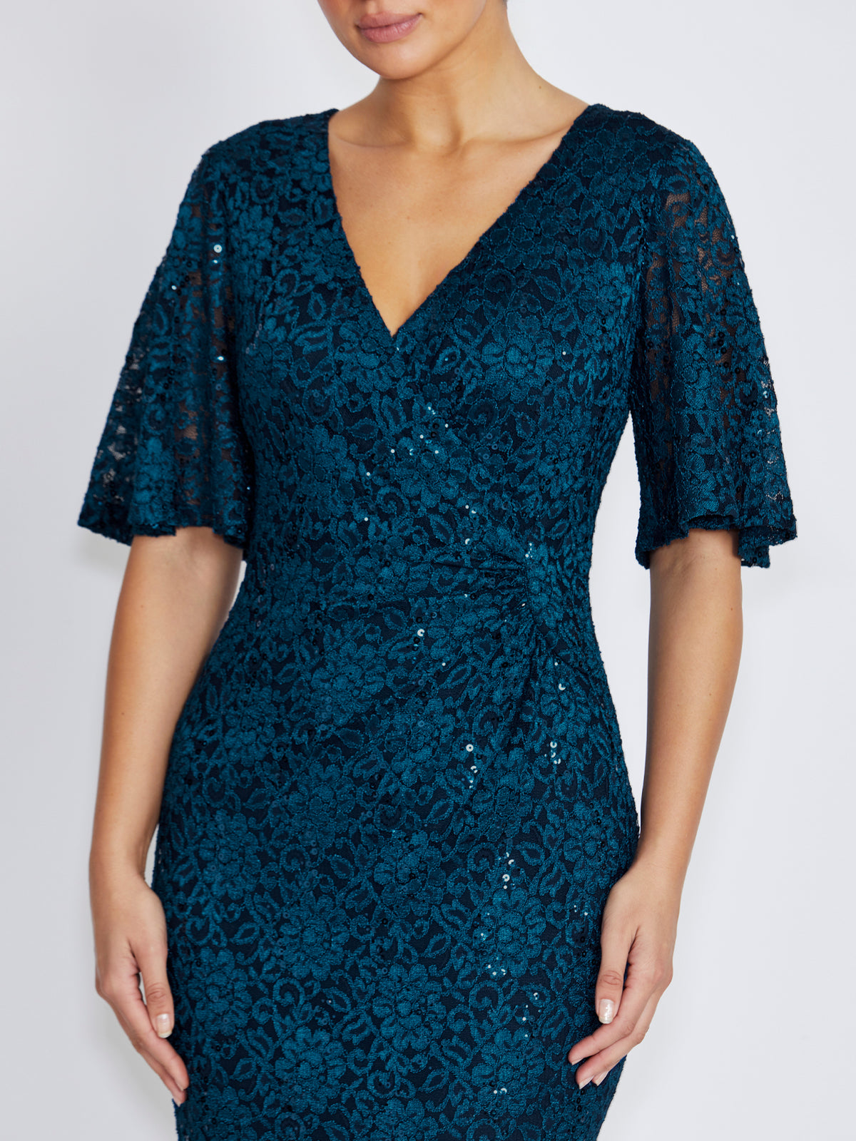 Esme Deep Teal Stretch Lace Dress