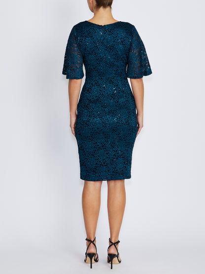 Esme Deep Teal Stretch Lace Dress