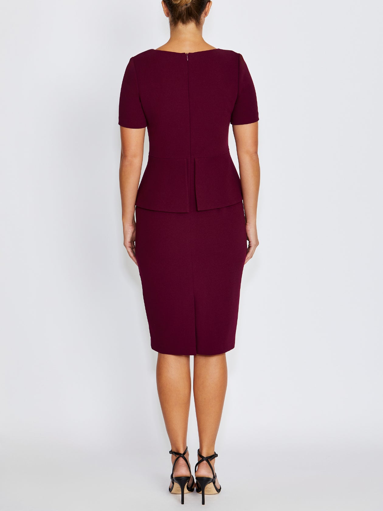 Rachel Wine Peplum Dress