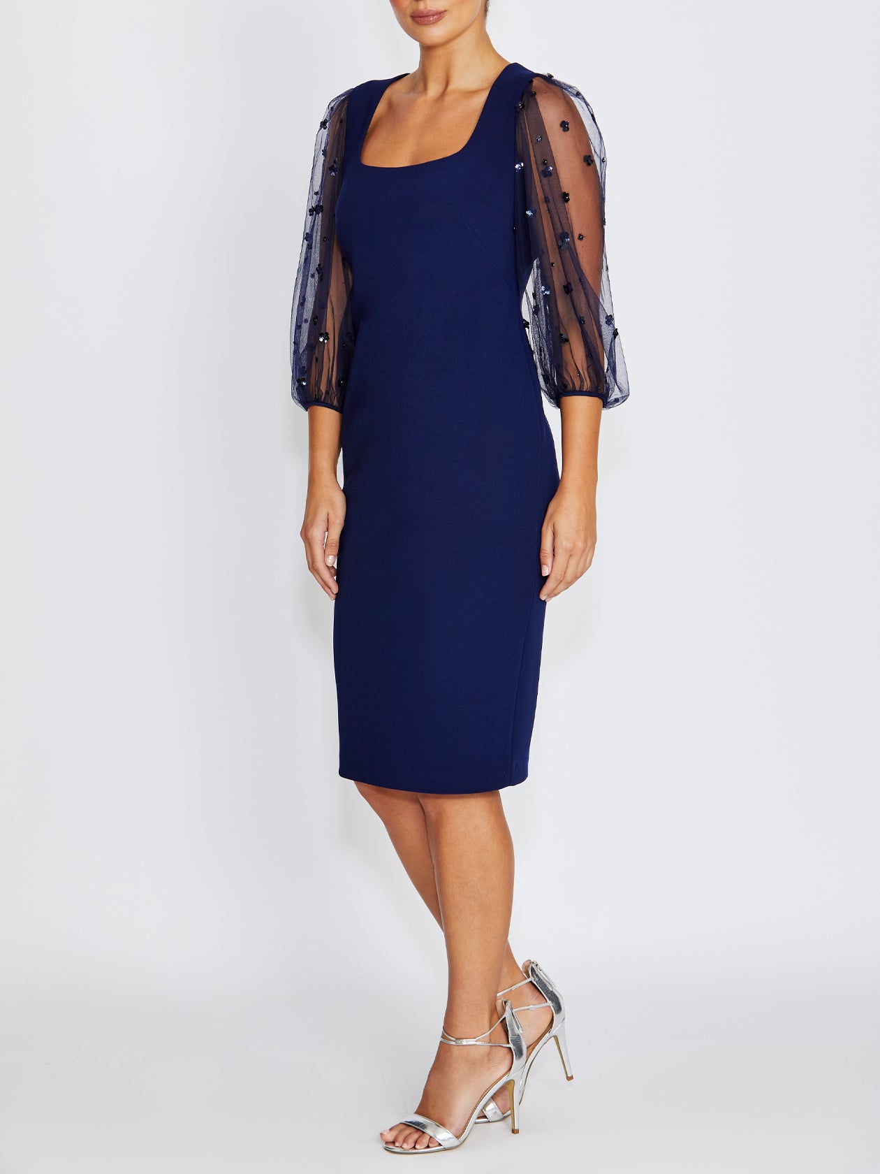 Theresa Navy Scuba Crepe Dress