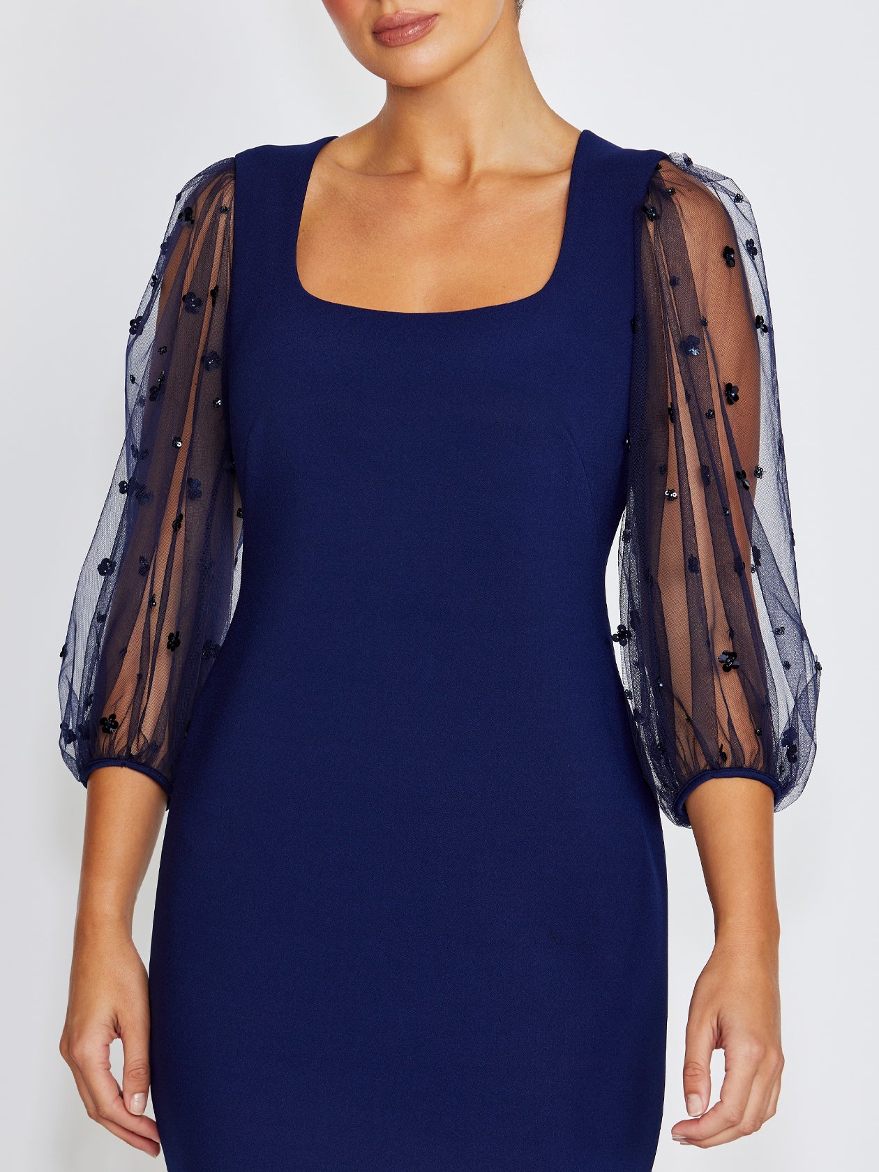 Theresa Navy Scuba Crepe Dress