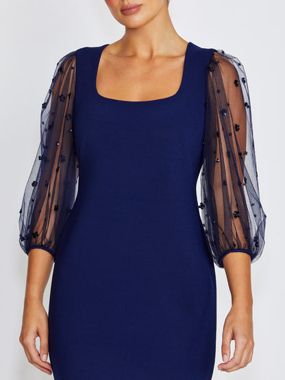 Theresa Navy Scuba Crepe Dress