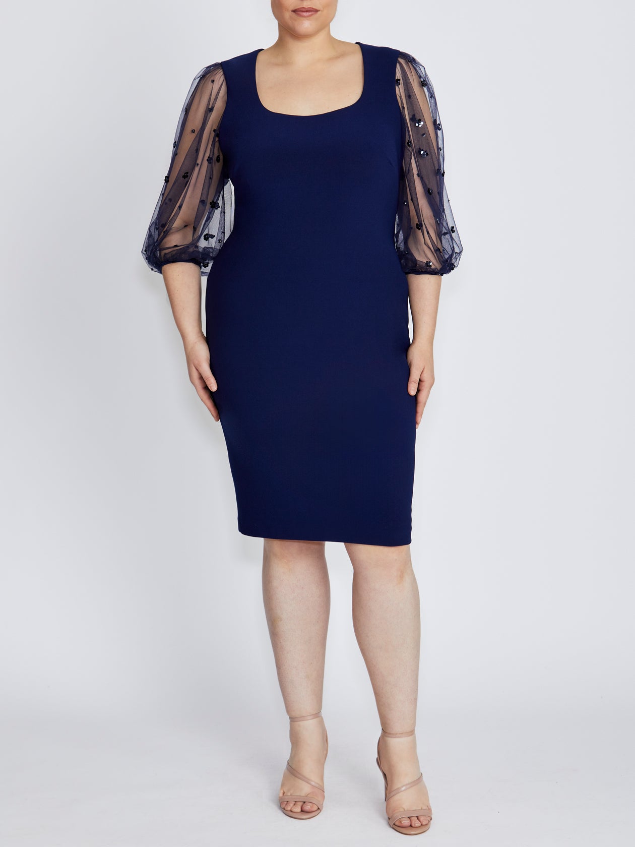 Theresa Navy Scuba Crepe Dress