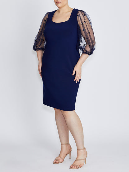 Theresa Navy Scuba Crepe Dress