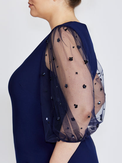 Theresa Navy Scuba Crepe Dress