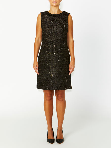 Women's Tweed Easy Fit Dress in Black | Twiggy
