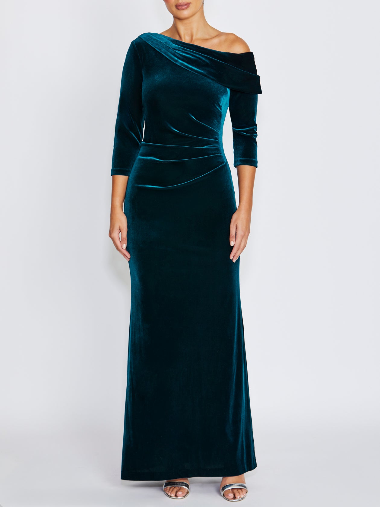 Lena Dark Teal Velour Gown