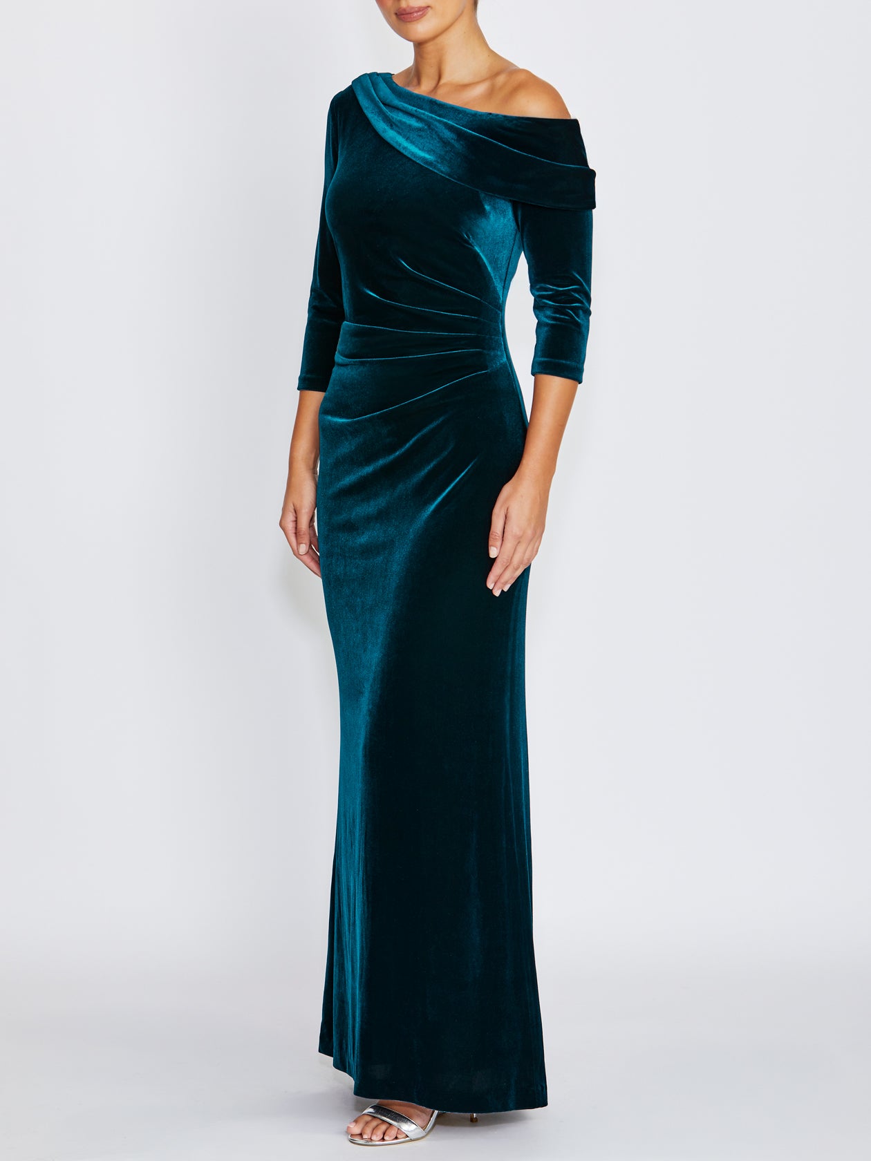 Lena Dark Teal Velour Gown