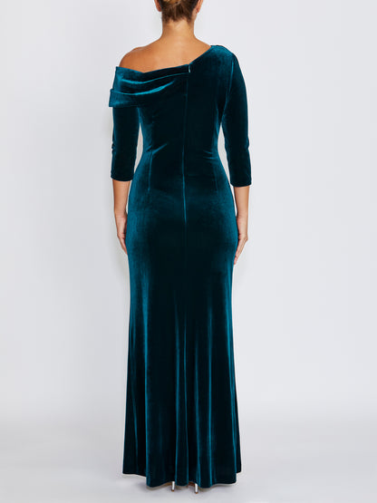 Lena Dark Teal Velour Gown