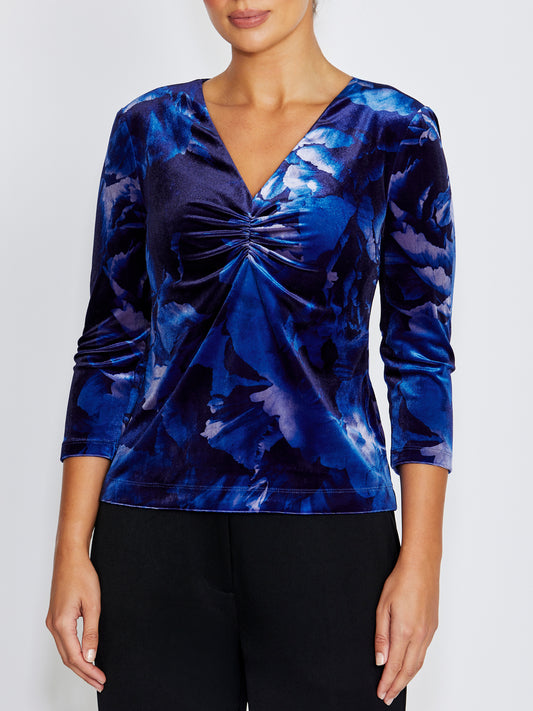 Coralie Printed Velour Top