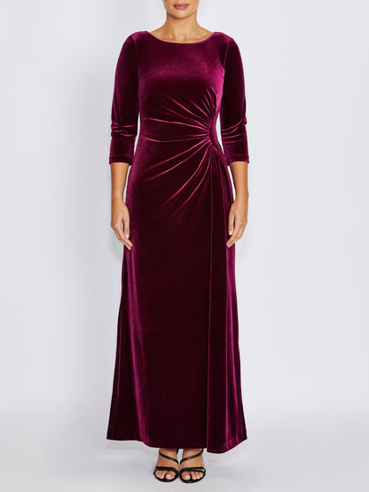 Huxley Dark Berry Velour Gown