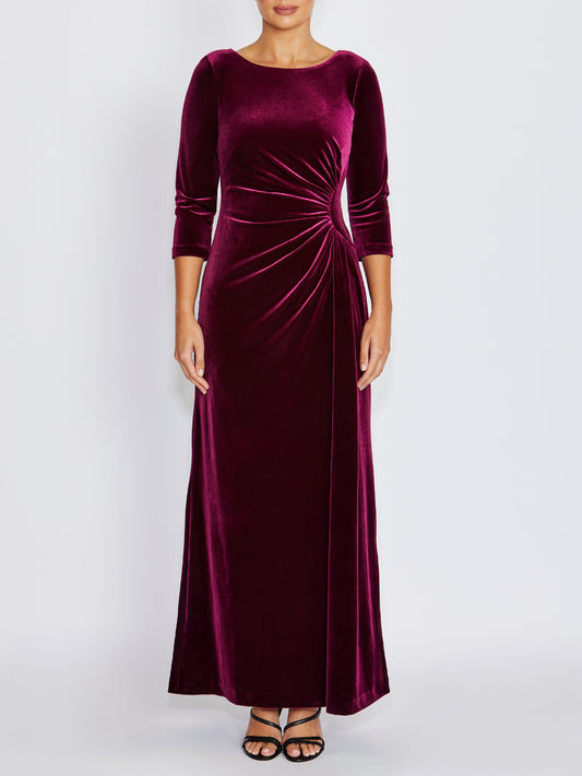 Huxley Dark Berry Velour Gown