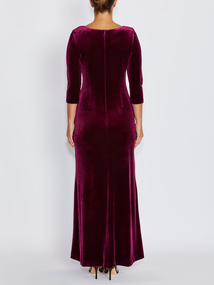 Huxley Dark Berry Velour Gown