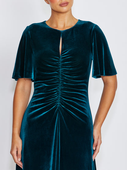 Lyla Dark Teal Velour Dress