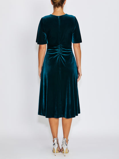 Lyla Dark Teal Velour Dress