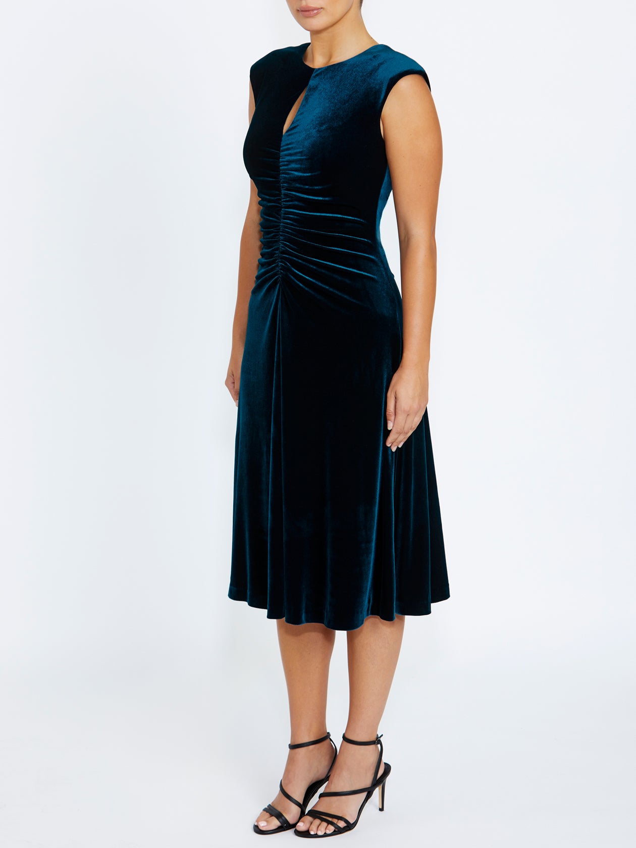 Women's Velour Midi Length Dress in Blue | Shyla