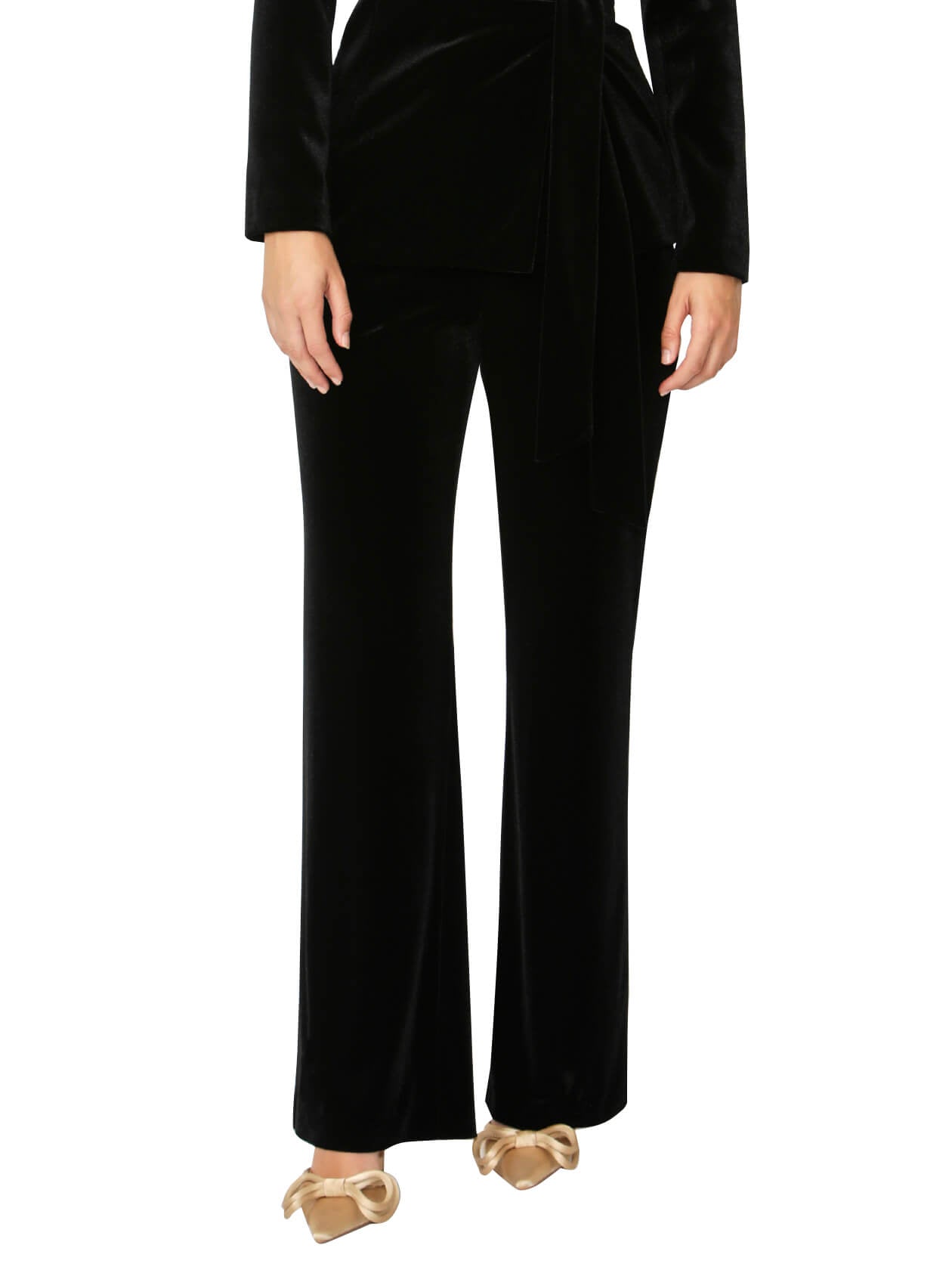 Regina Black Wide Leg Velour Pant
