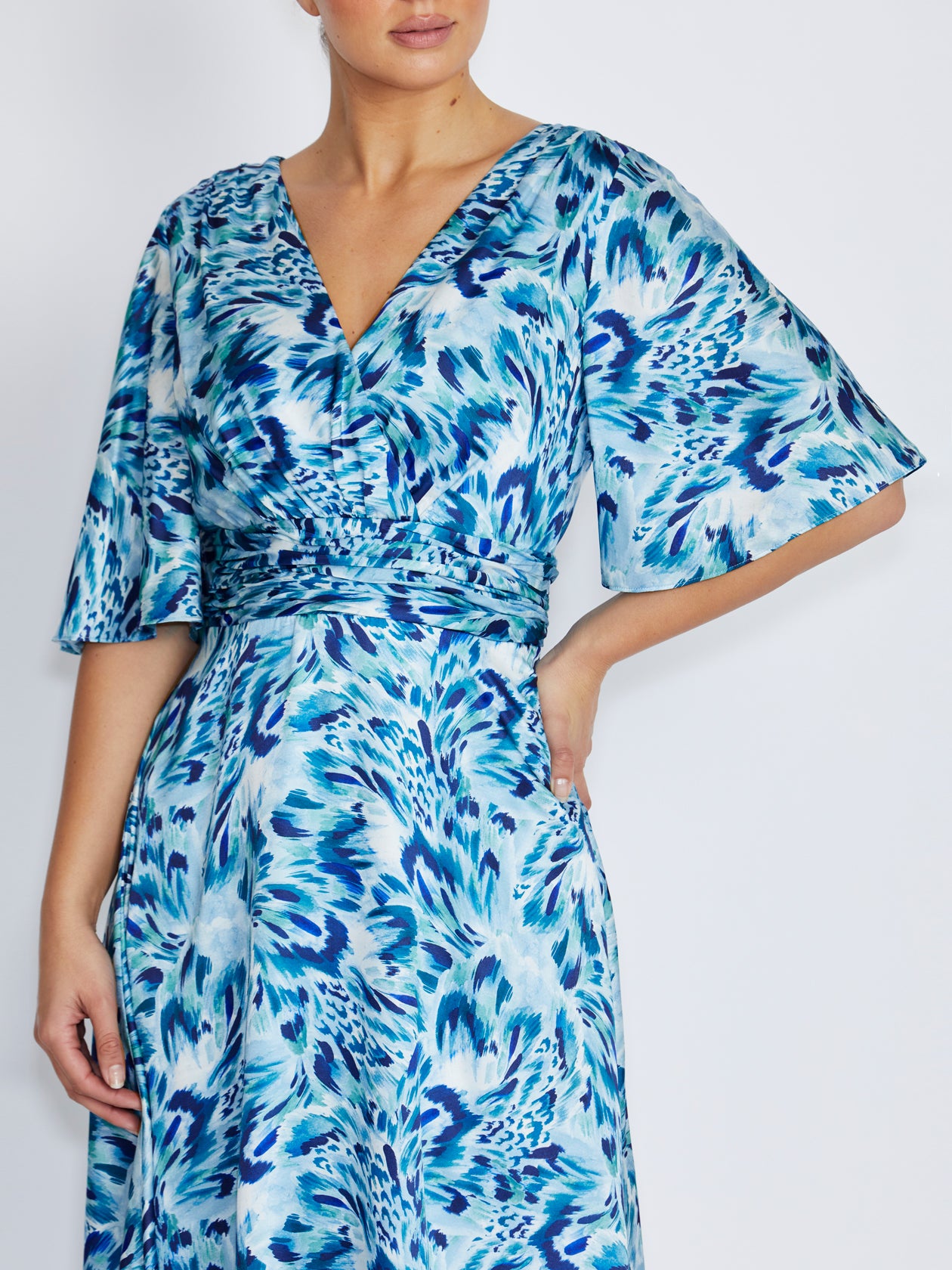 Elena Brushed Feather Midi Dress