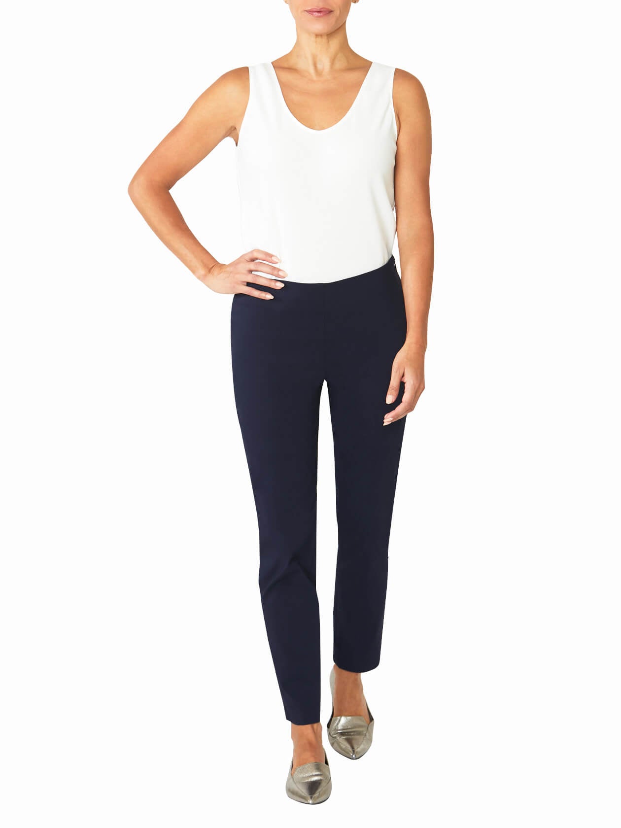Zenya Navy Bengaline Capri Pant | Anthea Crawford