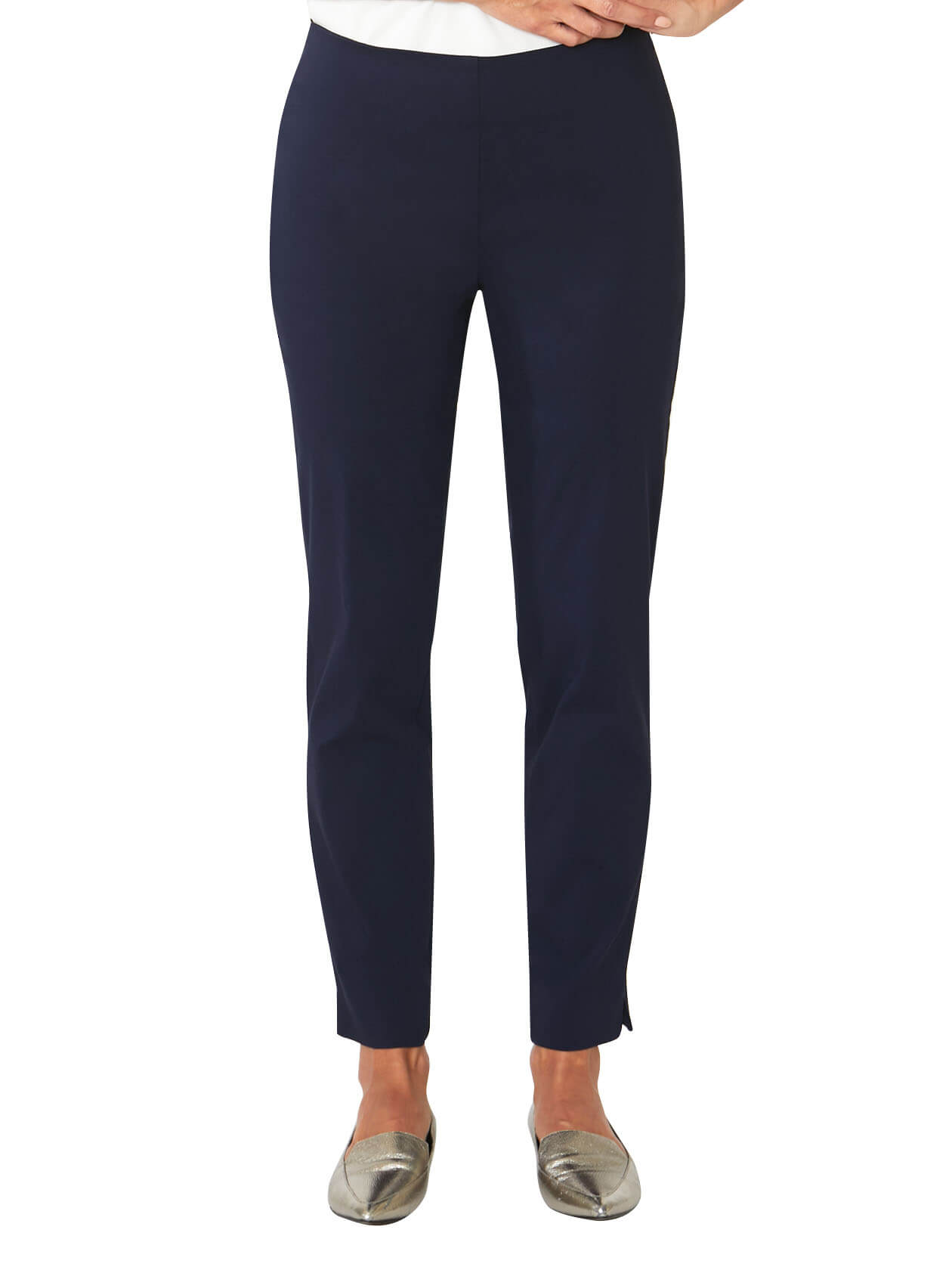 Zenya Navy Bengaline Capri Pant | Anthea Crawford