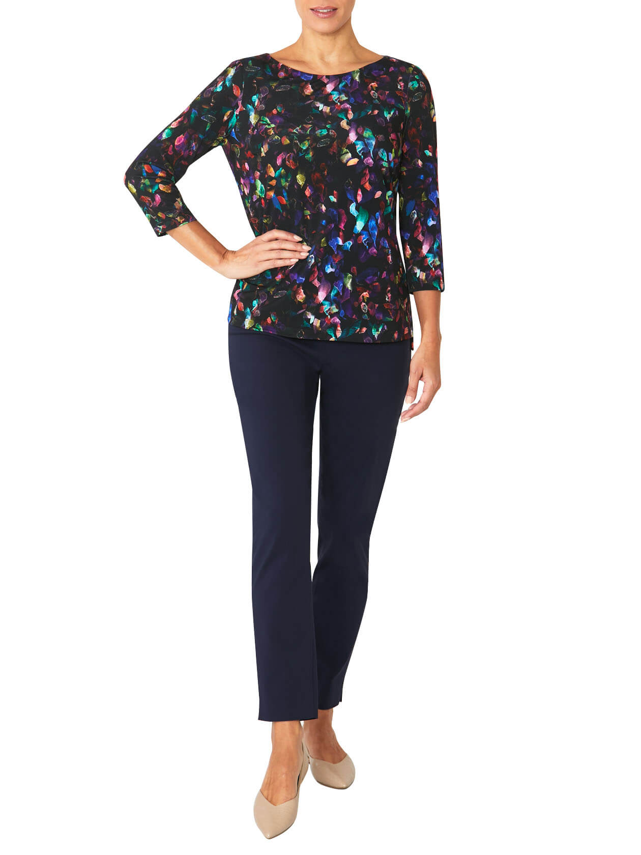 Zenya Navy Bengaline Capri Pant | Anthea Crawford