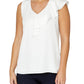 Vanessa Ivory Crepe Ruffle Front Top | Anthea Crawford